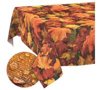 Tablecloth Fabric Washable Tablecloth Table Cloth Easy Care Lotus Effect Dirt and Water-Repellent for Indoor Outdoor Table Cloth 100 x 140 cm Cut Edge Autumn Maple