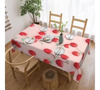 Tablecloth For Rectangular Tables Lovely Sweet Red Cherry Printed Table Cloths 54 X 72 Inch Waterproof Oil-Proof,Washable Table Cloth Cover For Kitchen Dinning Room Tabletop Decoration 137x183cm