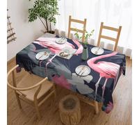 Tablecloth For Rectangular Tables Pink Flamingo And Leaves Printed Table Cloths 54 X 72 Inch Waterproof Oil-Proof,Washable Table Cloth Cover For Kitchen Dinning Room Tabletop Decoration 137x183cm
