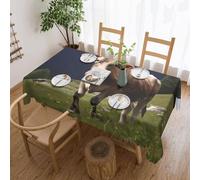 Tablecloth For Rectangular Tables Real Swiss Cow Brown Printed Table Cloths 54 X 72 Inch Waterproof Oil-Proof,Washable Table Cloth Cover For Kitchen Dinning Room Tabletop Decoration 137x183cm