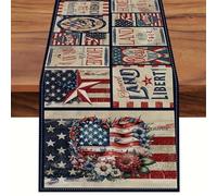 Tablecloth Memorial Day Table Runner Slip-Proof Linen Fabric Vintage Table Cloth For Dining And Placemat Independence Day Decoration