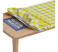 Tablecloth of Polyester -Fitted with Elastic, Water Proof, Washable, Fits for Table 24 x 48 Inch, Checked Yellow Design, for Indoor/Outdoor Kitchen and Picnic and More...
