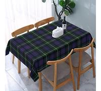 Tablecloth Rectangle Plaid Clan MacKenzie Purple Green Check Tartan Polyester Fabric Table Cloth, Water Resistant & Wrinkle Free Table Cover for Kitchen and Dining Room Tabletop 54"x72" (4-6 Seats)