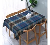 Tablecloth Rectangle Scottish Clan Thompson Blue and Gray Tartan Polyester Fabric Table Cloth, Water Resistant & Wrinkle Free Table Cover for Kitchen and Dining Room Tabletop 54"x72" (4-6 Seats)