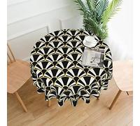 Tablecloth Round 60 Inch Art Deco Fan Tablecloth Wrinkle Resistant Washable Table Cover Circular Table Cloth for Kitchen Dining Room Holiday Party Picnic Patio