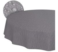 Tablecloth Washable Oilcloth Tablecloth Round 120 cm Cut Edge Linen Textile Look Grey Garden Tablecloth Oilcloth