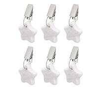 Tablecloth Weights 6Pcs | Marble & Stainless Steel Clip On Weights | Windproof Tablecloth Clips for Outdoor Picnic / Party / Wedding | Water Repel Mark Proof Design (star shape)