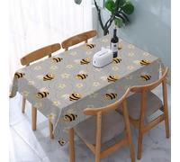 Tablecloth Wipeable PVC Plastic,Cute Cartoon Bees Spring Floral Animal Blossom Flo,Table Cloth Wipe Clean Wipe Clean Waterproof Square Table Cover Protector for Kitchen Picnic Outdoor Indoor 183x137cm
