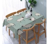 Tablecloth Wipeable PVC Plastic,Herd of Farm Animals Illustration Repetitive Simpl,Table Cloth Wipe Clean Wipe Clean Waterproof Square Table Cover Protector for Kitchen Picnic Outdoor Indoor 183x137cm