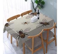 Tablecloth Wipeable PVC Plastic,Honey Bee Bumblebee Spring Buzz Cartoon Animal Win,Table Cloth Wipe Clean Wipe Clean Waterproof Square Table Cover Protector for Kitchen Picnic Outdoor Indoor 183x137cm
