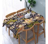 Tablecloth Wipeable PVC Plastic,William Morris's famous Strawberry Thief pattern,Table Cloth Wipe Clean Wipe Clean Waterproof Square Table Cover Protector for Kitchen Picnic Outdoor Indoor 183x137 cm