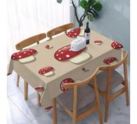 Tablecloth Wipeable PVC Plastic,Woodland Themed Illustration of Spotted Toadstool ,Table Cloth Wipe Clean Wipe Clean Waterproof Square Table Cover Protector for Kitchen Picnic Outdoor Indoor 183x137cm