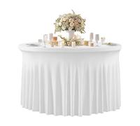 Tablecloth with , Round Tablecloth for Birthdays, with Skirt for Wedding, Birthday, Christmas, Graduation, Shower, Christening, Banquet, Carnival, Halloween, 150 cm, 180 cm