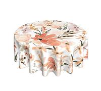 Tablecloths Earth Tone Flower Summer Peach Apricot Wrinkle-Free Table Cloth Wipe Clean Round Tablecloths 152Cm For Decorations Cocktail Party Cafe