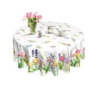 Tablecloths For Easter | 180 Centimeter Washable Fabric Spring Inspired Decoration,Circular Easter Cover For Table Covers,Suitable For Dining Room Restaurant Apartment Spring Summer Picnic Party And