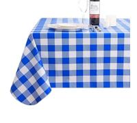 Tablecloths Rectangle Waterproof Table Cloth Cover For Home Wipeabl Plastic For Dinner Kitchen Outdoor(Blue and White,(152x152cm) Round)