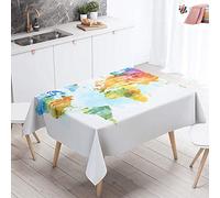Tablecloths Rectangular Large, Morbuy Waterproof Table Cloth Wipeable Stain-Resistant Oil-Proof World Map Printed Table Cover for Dining Garden Party (Multicolor,200x140cm)