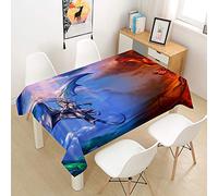 Tablecloths Rectangular, Morbuy 3D Dragon Printed Table Cloth Waterproof Wipeable Stain-Resistant Oil-Proof Table Cover for Home Dining Garden Party (Dragon Fight,140x240cm)