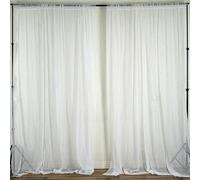 Tableclothsfactory 10FT Fire Retardant White Sheer Voil Curtain Panel Backdrop - Premium Collection