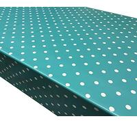 TableclothsWorld Aqua Polka Dot Spots PVC Vinyl Wipe Clean Tablecloth Oilcloth Rectangle - 2000cmx140cm (20m Roll)