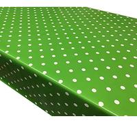 TableclothsWorld Green Polka Dot Spots PVC Vinyl Wipe Clean Tablecloth Oilcloth Rectangle - 1000cmx140cm (10m Roll)