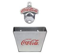 Tablecraft 1 X Coca Cola Wall Mount Bottle Opener and Coca Cola (Coke) Bottle Cap Catcher Set