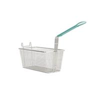 TableCraft "430" Rectangular Fryer Basket. Stainless Steel mesh, with Green Vinyl Handle