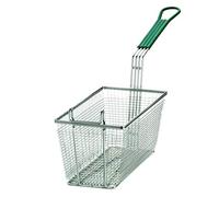 TableCraft "430" Rectangular Fryer Basket. Stainless Steel mesh, with Green Vinyl Handle