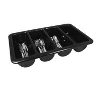 Tablecraft by Chefline 4 Compartment Cutlery Tray 21'' x 12.75'', Black, Catering, Cutlery