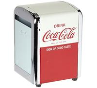 Tablecraft CC381 Coca-Cola Napkin Dispenser, Half, Red, Stainless Steel