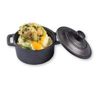 Tablecraft CW30110 Cast Iron Round Mini Casserole with Lid Cookware, 8-Ounce, Black