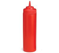 Tablecraft Red Squeeze Sauce Bottle 12oz / 355ml - Set of 12 - Squeezy Ketchup Sauce Dispenser for Fast Food