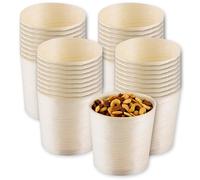 Tablecraft Small Dessert Cups Wooden Serving Charcuterie, Poplar Wood Disposable Dessert Tasting Cups Natural Pinewood Appetizer Container for Wedding Parties Events, 2 Ounce, Set of 50
