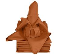 TableLinensforLess Copper Cloth Napkins Set of 12, 20x20 XL Hemmed SimplyPoly Polyester, Washable Reusable Dinner Table Napkins for Parties and Bridal Showers