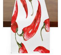Tablerazzi Chilli Table Runners 108 Inches Long, Chilli Pepper Farmhouse Kitchen Dining Table Runner for Indoor Outdoor Party Decor, 13x108 Inch