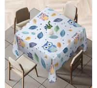 Tablerazzi Cute Owl Square Tablecloth 42 x 42 Inch Washable Table Cloth Waterproof Table Cover for Dining Room, Home, Kitchen, Party, Wedding