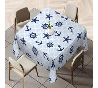 Tablerazzi Ocean Sea Nautical Square Tablecloth 36 x 36 Inch Waterproof Polyester Table Cloth Washable Table Cover for Kitchen Dining Indoor Outdoor Buffet Parties Wedding