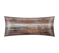 Tablerazzi Old Barn Door Wooden Pattern Satin Body Pillow Case for Hair and Skin, 21''x54'' Breathable Soft Silky Body Pillowcase Cooling Long Pillow Covers with Zipper Closure