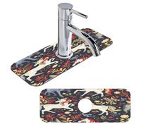 Tablerazzi Unicorn Flower Print Sink Splash Guard Faucet Mat Fast Drying Mats Absorbent Sink Mat Behind Faucet Drip Catcher for Kitchen, Bathroom