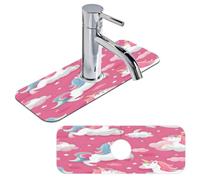 Tablerazzi Unicorn Print Sink Splash Guard Faucet Mat Fast Drying Mats Absorbent Sink Mat Behind Faucet Drip Catcher for Kitchen, Bathroom