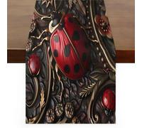 Tablerazzi Vintage Ladybirds Table Runners 120 Inches Long, Red Ladybugs Farmhouse Kitchen Dining Table Runner for Indoor Outdoor Party Decor, 13x120 Inch
