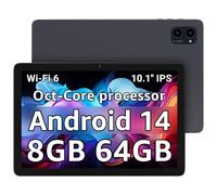 Tablet 10.1 inch, Android 14 Tablets with Octa-Core Processor, 8GB + 64GB Memory up to 1TB Expandable, HD IPS Screen, Long Battery Life, WiFi6, Fast and Portable Tablet for Work