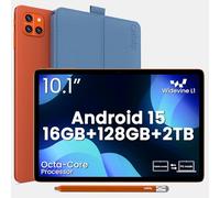 Tablet 10.1" Inch Android 15, Octa-core Processor, 16GB RAM 128GB ROM (Up to 2 TB), 800 x 1280 Resolution, Wi-Fi 6 & Bluetooth 5.2, 6000mAh Battery, Tablet PC with Stand Case & Stylus, Orange