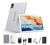Android 14 Tablet 2024 Newest 10 inch Octa-Core Tablet, 128GB ROM+14GB RAM (8+6Virtual)+1TB Expand, Dual 4G Cellular Tablet with 13MP+8MP Camera, 5G WiFi, 2 in 1 Tablet with Keyboard, Case (Silver)