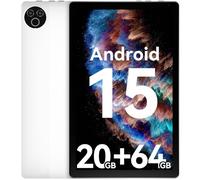 Tablet 10 Inch Android 15 OS GMS Certified Tablets PC 1.8 GHz 5-Core 20 (3+17) GB RAM 64 GB ROM 1 TB Expandable 1280x800 HD IPS Touch Screen 5000 mAh WiFi 6 Bluetooth 5.4 Dual Camera 2025 (White)