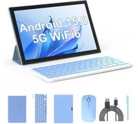 Tablet 2 in 1 Tablets 10 inch Android 14 Tablet Set with Keyboard Case Mouse Stylus Film, 8GB+64GB Tablets 10.1" Tab 1280*800 HD Touch Screen, 8MP Dual Camera Games Wi-Fi Bluetooth Tableta PC Blue.