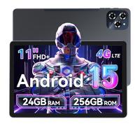 Tablet 2025 Android 15 Tablet with Gemini AI, 11 Inch FHD Display, 24GB RAM 256GB ROM /2TB TF, 4G SIM Card Slot, T7280 CPU+16MP Camera, 8000mAh/18W, Android Tablets with TÜV Certified Netflix HD