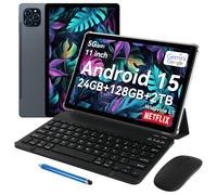 Tablet 2025 Latest Android 15 Tablet with 11 Inch FHD Display, 24GB RAM 128GB ROM /2TB TF, T615 Octa-Core+13MP Camera, 8000mAh, Widevine L1, 2 in 1 Tablets with Pen Keyboard Mouse, Gray