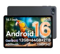 Tablet 2026 Latest Android 16 Tablets with 10.5 Inch HD+IPS Display, 12(4+8) GB RAM+64GB ROM/ 2TB TF, Gemini AI 2.0, GPS, 5G WiFi, 2.0GHz CPU & 5MP Camera, 6000mAh, Widevine L1, GMS Certified