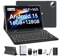 Tablet 2026 Upgraded Android 15, 11 Inch Tablet with Keyboard, 16GB RAM+128GB ROM/1TB Expendable, MTK8786 Octa-Core Processor, Gemini AI 2.0, Dual 4G Cellular for T-Mobile, 21MP Camera, GPS, Bluetooth